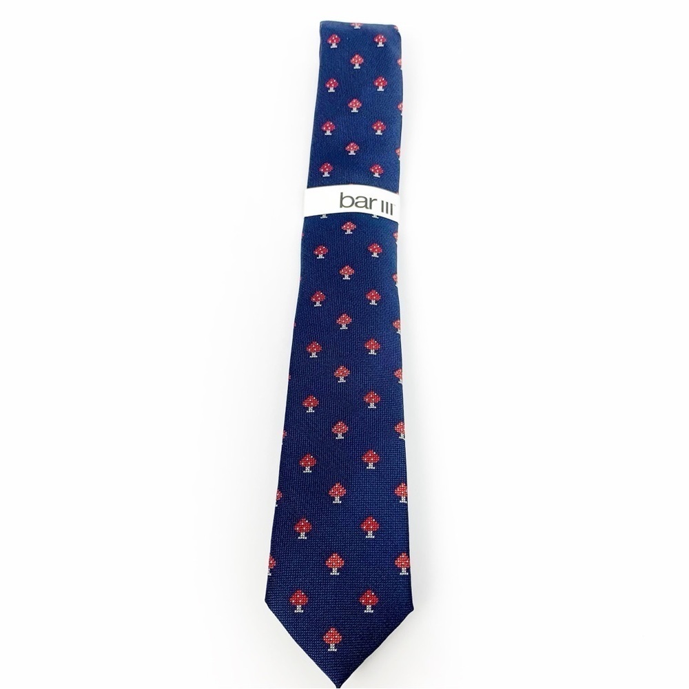 Bar III Blue Tie with Red Spade Accent - Picture 1 of 5